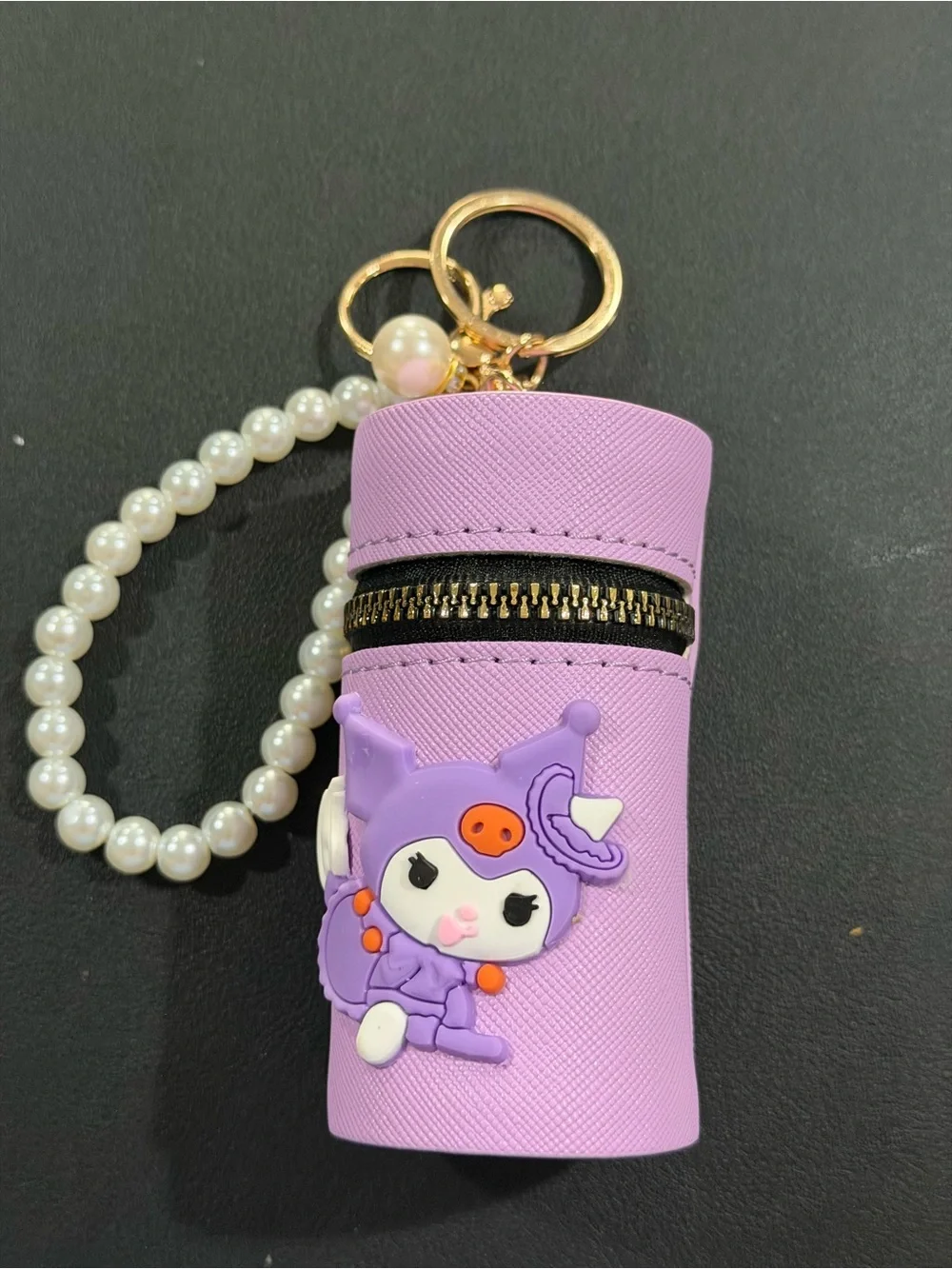 Kids Pearl Strap Lavender Character Keychain Pouch